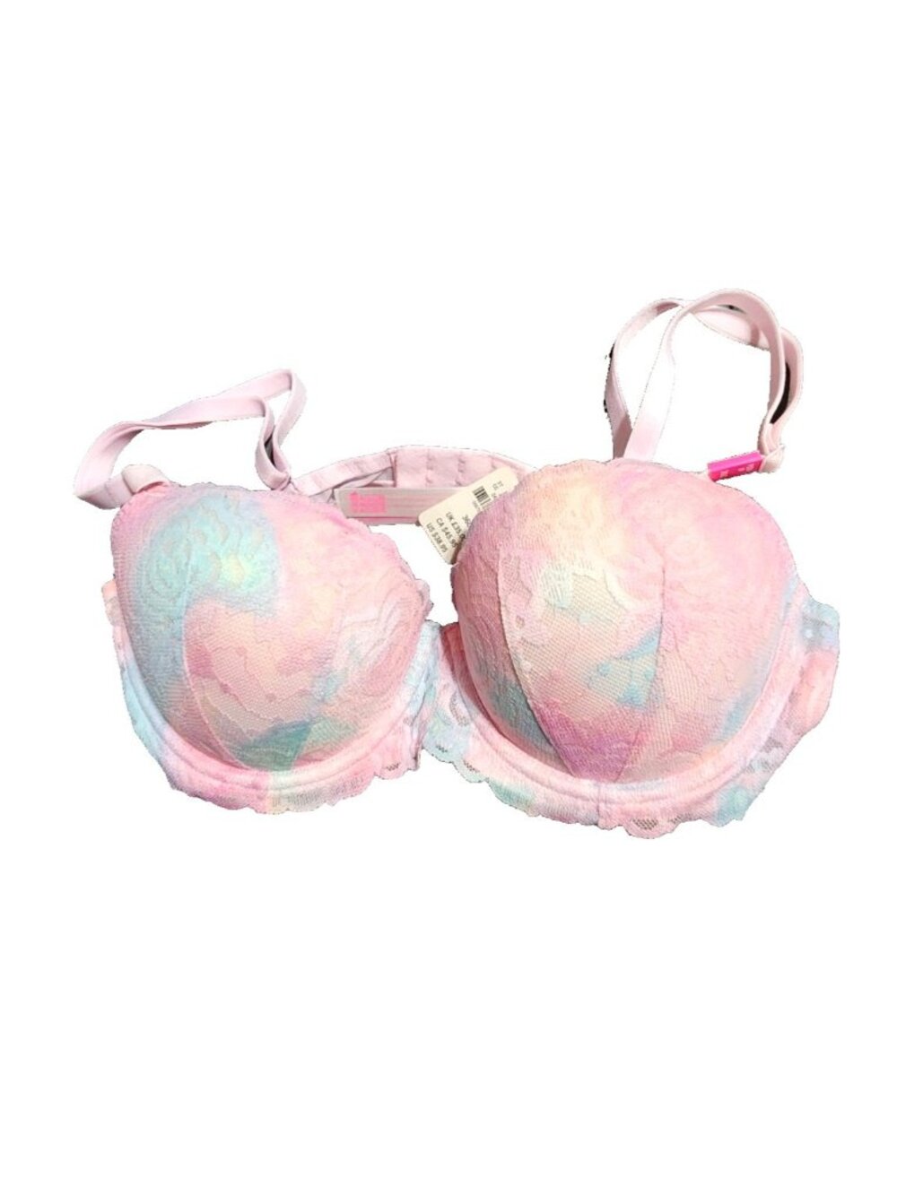Victoria’s Secret Pink Pastel Lace Push‑Up Bra Cotton Candy Color Molded Cup 36C